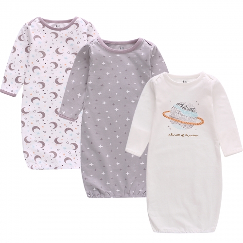 Miracle Baby® Lot de 3 robes de nuit pour bébé en coton, sac de nuit à manches longues pour nouveau-né garçons filles 0-6 mois
