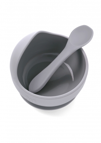 Miracle Baby® Ensemble de vaisselle en silicone bol, cuillère, 100 % silicone de qualité alimentaire, avec bol à ventouse en silicone Passe au lave-va